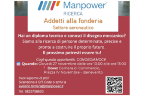Recruiting Day Manpower – Addetto/a alla Fonderia del Settore Aeronautico