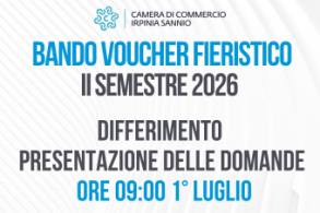 DIFFERIMENTO DELL'APERTURA DEI TERMINI DI PRESENTAZIONE DELLE DOMANDE BANDO FIERE – ANNO 2026 – II SEMESTRE